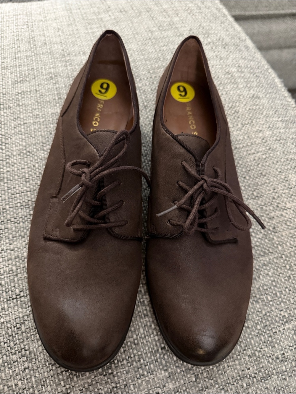 Franco Sarto Minimalist Leather Tie Oxfords Brown Size 9 Classic Work Casual